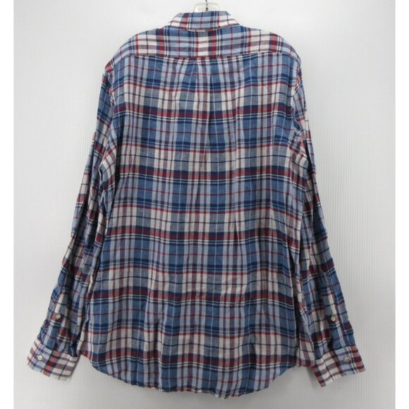 Ralph Lauren Shirt Large Linen Plaid Button Down Red Pony Classic Fit - Picture 7 of 11